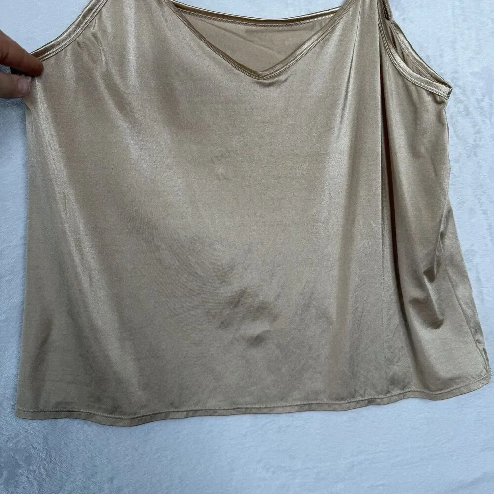 Vanity Fair Slip Chemise Stretch Size XL 44/50 shiny Beige damask nylon spandex
